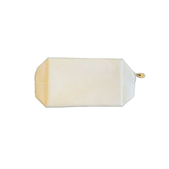 Cream “Skin” Cosmetic Makeup Bag, Patch Chenille Letter. Multi-colored - Picture 3 of 5